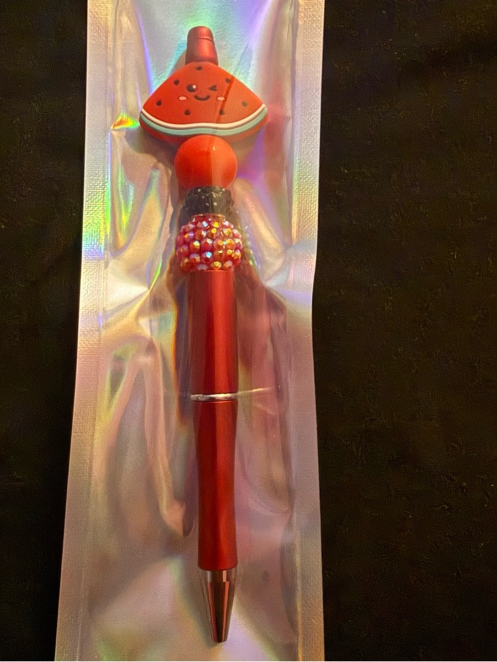 Cute Red Watermelon Top Rhinestone Pen